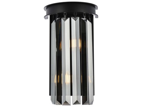 Elegant Lighting Sydney 2-Light Matte Black Silver Crystal Wall Sconce