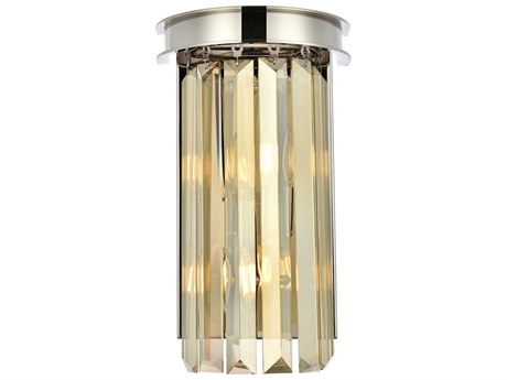 Elegant Lighting Sydney 2-Light Polished Nickel Crystal Wall Sconce