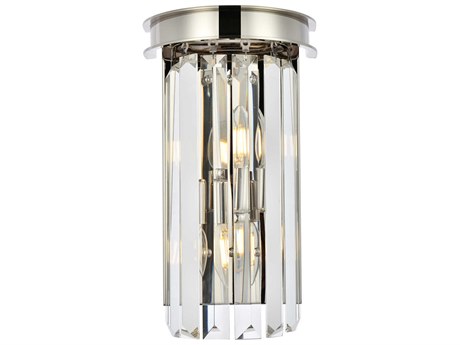 Elegant Lighting Sydney 2-Light Polished Nickel Clear Crystal Wall Sconce