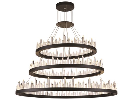 Elegant Lighting Malta 128-Light Satin Dark Grey Crystal LED Drum Tiered Chandelier