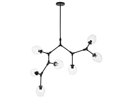 Elegant Lighting Cavoli 7-Light Black And Clear Glass Island Pendant