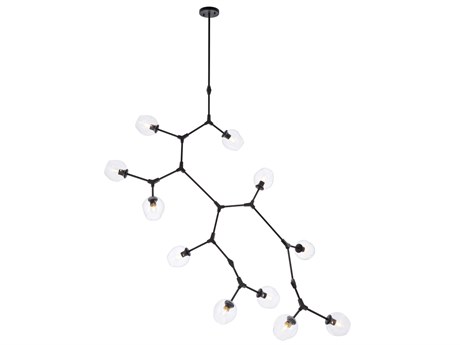 Elegant Lighting Cavoli 11-Light Black And Clear Glass Island Pendant