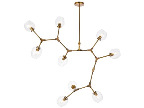 Elegant Lighting Cavoli 9-Light Brass And Clear Glass Island Pendant