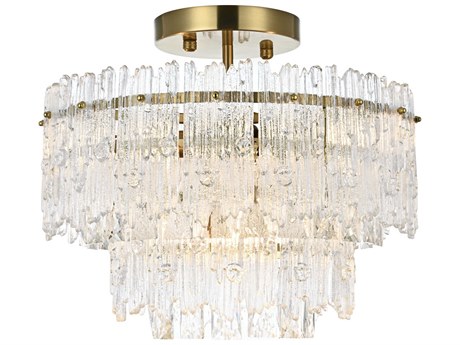 Elegant Lighting Emilia 4-Light Satin Gold Tiered Semi Flush Mount