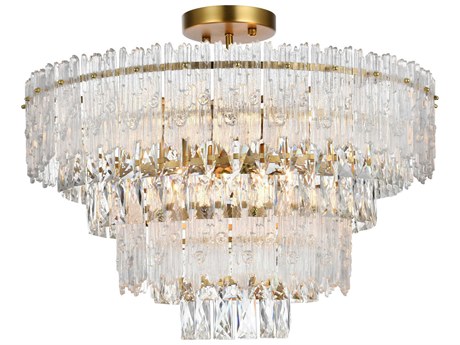 Elegant Lighting Emilia 8-Light Satin Gold Tiered Semi Flush Mount