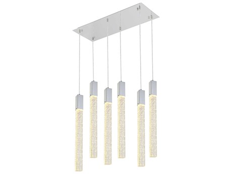 Elegant Lighting Weston 6-Light Chrome Crystal LED Cylinder Island Pendant