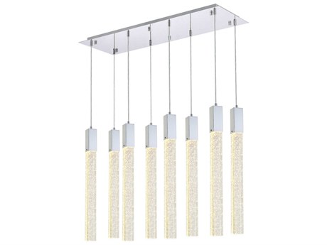 Elegant Lighting Weston 8-Light Chrome Crystal LED Cylinder Island Pendant