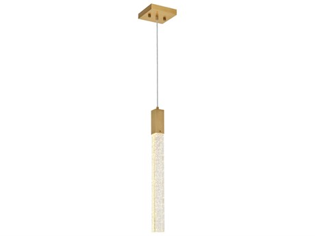 Elegant Lighting Weston 1-Light Satin Gold Crystal LED Cylinder Mini Pendant