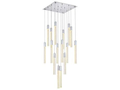 Elegant Lighting Weston 16-Light6-Light Chrome Crystal LED Cylinder Pendant