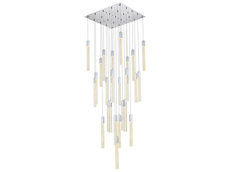 Elegant Lighting Weston 25-Light Chrome Crystal LED Cylinder Pendant