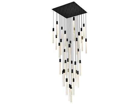 Elegant Lighting Weston 36-Light Black Crystal LED Cylinder Pendant