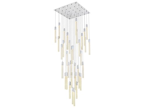 Elegant Lighting Weston 36-Light Chrome Crystal LED Cylinder Pendant