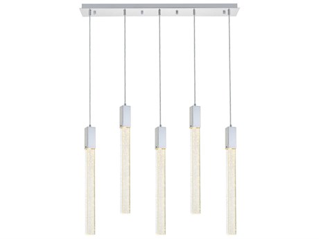 Elegant Lighting Weston 5-Light Chrome Crystal LED Cylinder Island Pendant