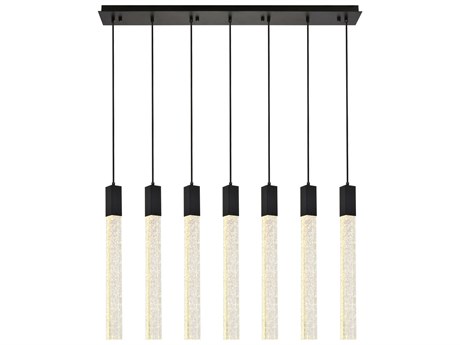 Elegant Lighting Weston 7-Light Black Crystal LED Cylinder Island Pendant