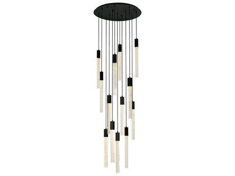 Elegant Lighting Weston 13-Light Black Crystal LED Cylinder Pendant