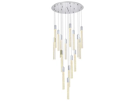 Elegant Lighting Weston 16-Light6-Light Chrome Crystal LED Cylinder Pendant