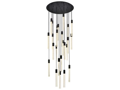 Elegant Lighting Weston 25-Light Black Crystal LED Cylinder Pendant
