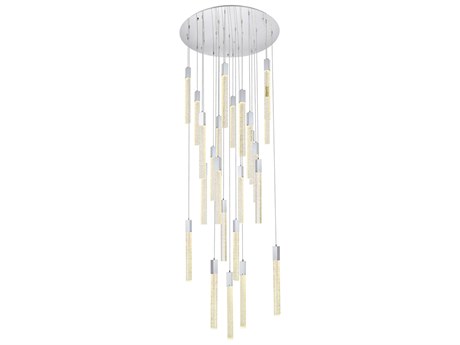 Elegant Lighting Weston 25-Light Chrome Crystal LED Cylinder Pendant