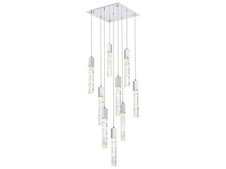 Elegant Lighting Aurora 9-Light Chrome Linear Pendant