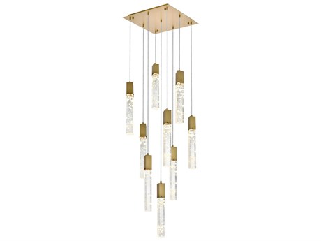 Elegant Lighting Aurora 9-Light Satin Gold Linear Pendant