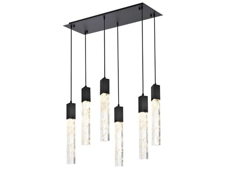 Elegant Lighting Aurora 6-Light Black Linear Island Pendant