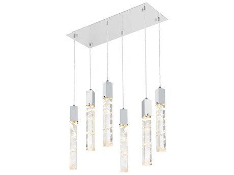 Elegant Lighting Aurora 6-Light Chrome Linear Island Pendant
