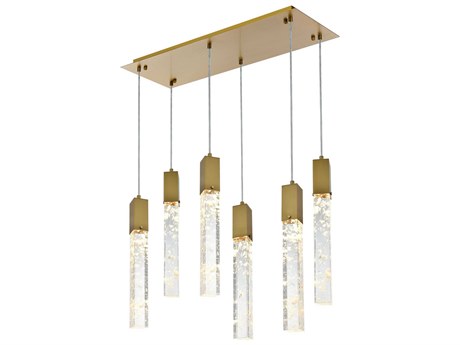 Elegant Lighting Aurora 6-Light Satin Gold Linear Island Pendant