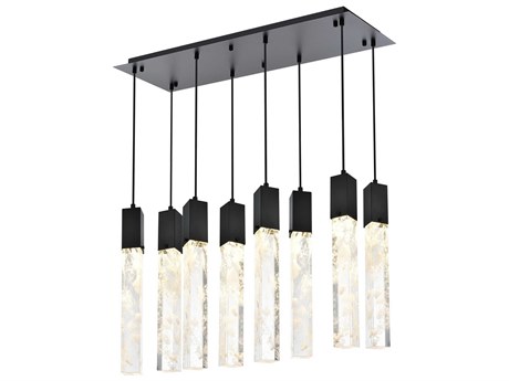 Elegant Lighting Aurora 8-Light Black Linear Island Pendant