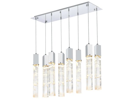 Elegant Lighting Aurora 8-Light Chrome Linear Island Pendant
