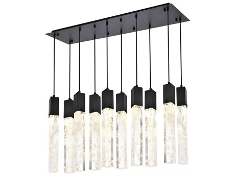 Elegant Lighting Aurora 10-Light Black Linear Island Pendant