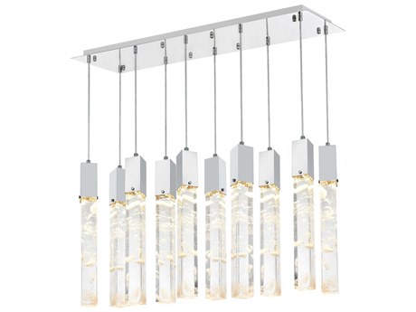 Elegant Lighting Aurora 10-Light Chrome Linear Island Pendant