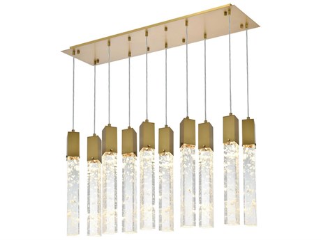 Elegant Lighting Aurora 10-Light Satin Gold Linear Island Pendant