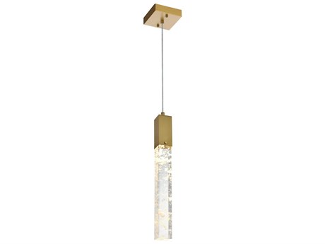 Elegant Lighting Aurora 1-Light Satin Gold Linear Mini Pendant