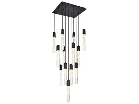 Elegant Lighting Aurora 13-Light Black Linear Pendant