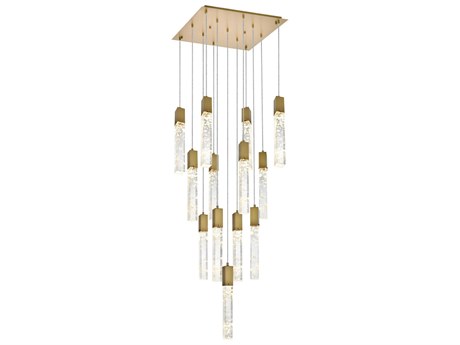 Elegant Lighting Aurora 13-Light Satin Gold Linear Pendant
