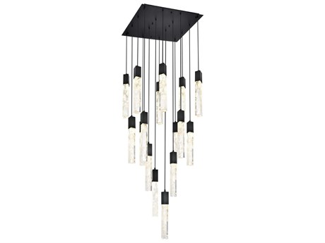 Elegant Lighting Aurora 16-Light Black Linear Pendant