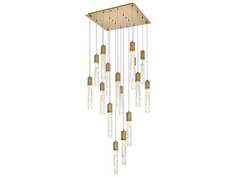 Elegant Lighting Aurora 16-Light Satin Gold Linear Pendant