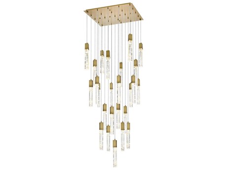 Elegant Lighting Aurora 25-Light Satin Gold Linear Pendant