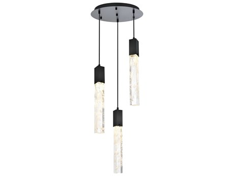 Elegant Lighting Aurora 3-Light Black Linear Pendant