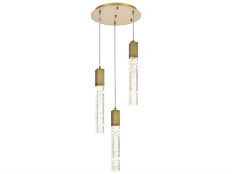 Elegant Lighting Aurora 3-Light Satin Gold Linear Pendant