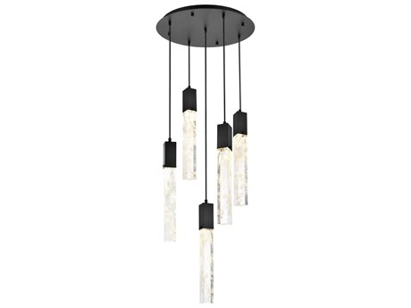 Elegant Lighting Aurora 5-Light Black Linear Pendant