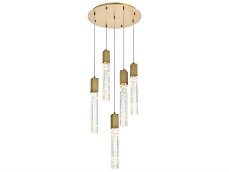 Elegant Lighting Aurora 5-Light Satin Gold Linear Pendant