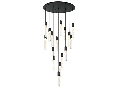 Elegant Lighting Aurora 16-Light Black Linear Pendant