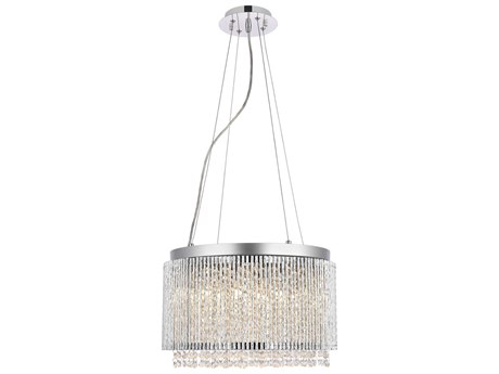 Elegant Lighting Influx 1-Light Chrome Clear Crystal Drum Pendant