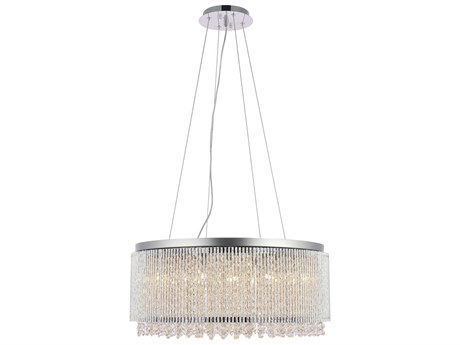 Elegant Lighting Influx 1-Light Chrome Clear Crystal Drum Pendant