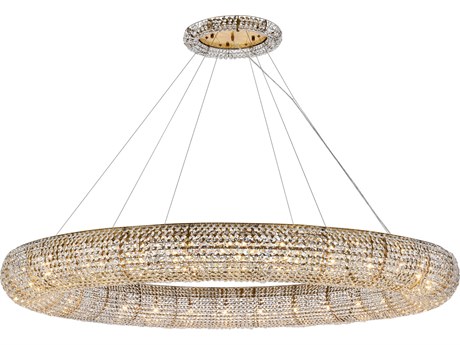 Elegant Lighting Paris 30-Light Gold And Clear Crystal Round Pendant