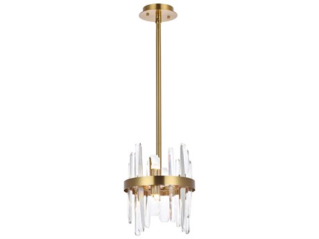 Elegant Lighting Serena 6-Light Satin Gold Crystal Linear Mini Pendant