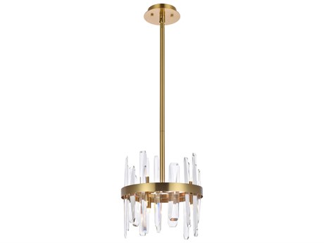 Elegant Lighting Serena 6-Light Satin Gold Crystal Linear Mini Pendant