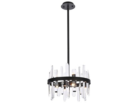 Elegant Lighting Serena 8-Light Black Crystal Linear Pendant