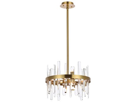 Elegant Lighting Serena 8-Light Satin Gold Crystal Linear Pendant
